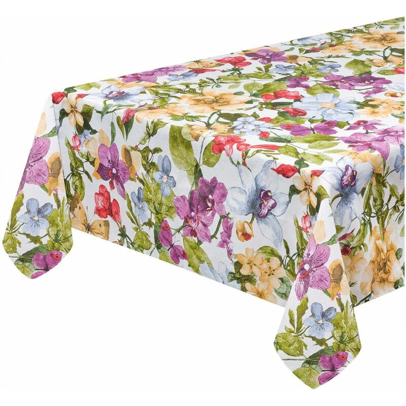 foto del prodotto emmevi mv s.p.a. tovaglia cotone cucina 100 made in italy morbida copritavolo colori vivaci fiorita viola 135x230 cm