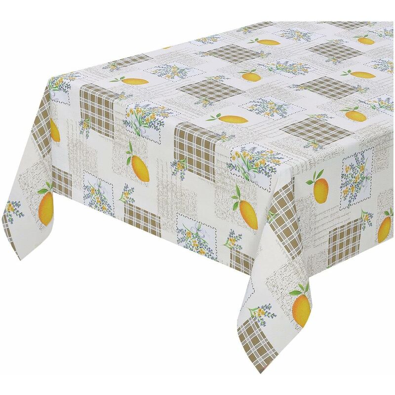 foto del prodotto emmevi mv s.p.a. tovaglia cucina antimacchia limone plastificata effetto tessuto retro felpato 100 made in italy 140x50 cm