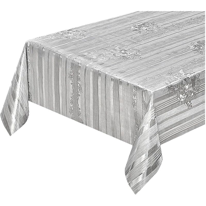 foto del prodotto emmevi mv s.p.a. tovaglia cucina antimacchia metallizzata lucida grigia copritavolo pvc decorato dis b 140x160 cm