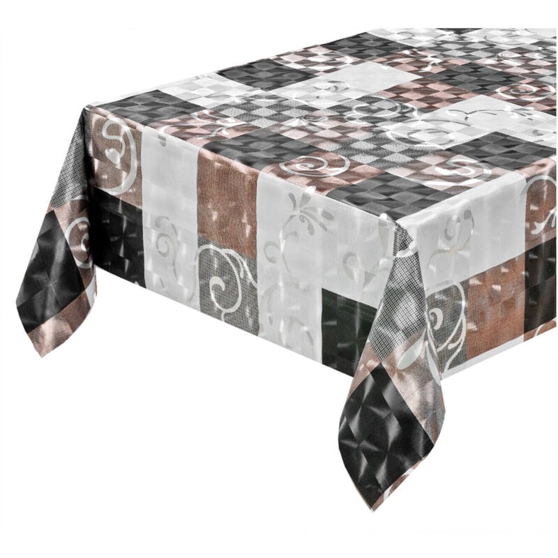 foto del prodotto emmevi mv s.p.a. tovaglia cucina antimacchia metallizzata lucida plastificata copri tavolo casa elegante 140x140 cm