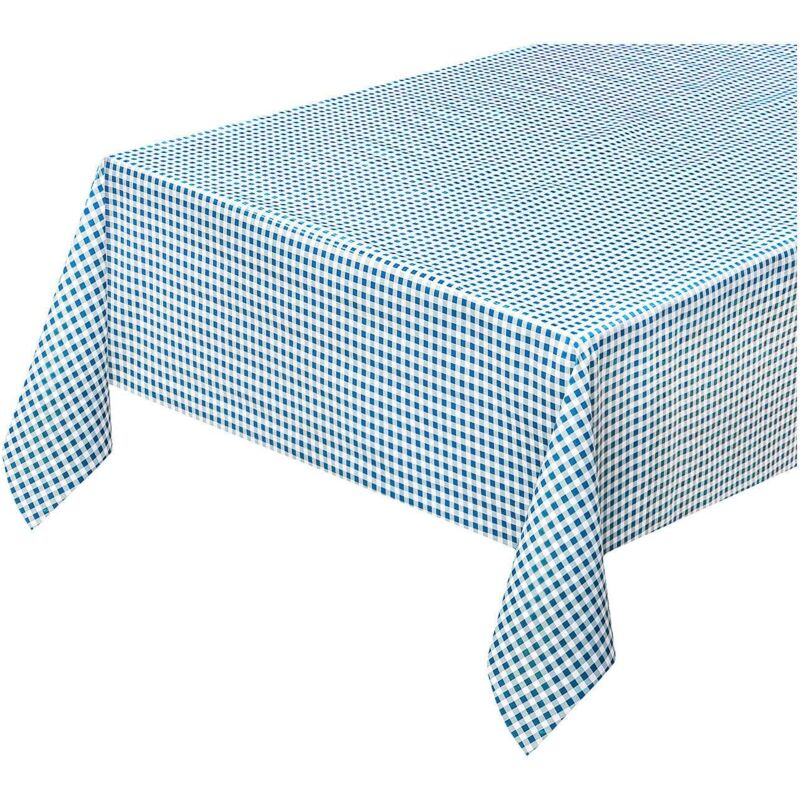 foto del prodotto emmevi mv s.p.a. tovaglia cucina antimacchia plastificata cerata felpata copri tavolo quadretti blu 140x120 cm