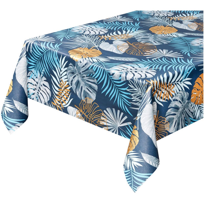 foto del prodotto emmevi mv s.p.a. tovaglia cucina antimacchia plastificata palme metallizzate copritavolo tropicale dis a 140x220 cm