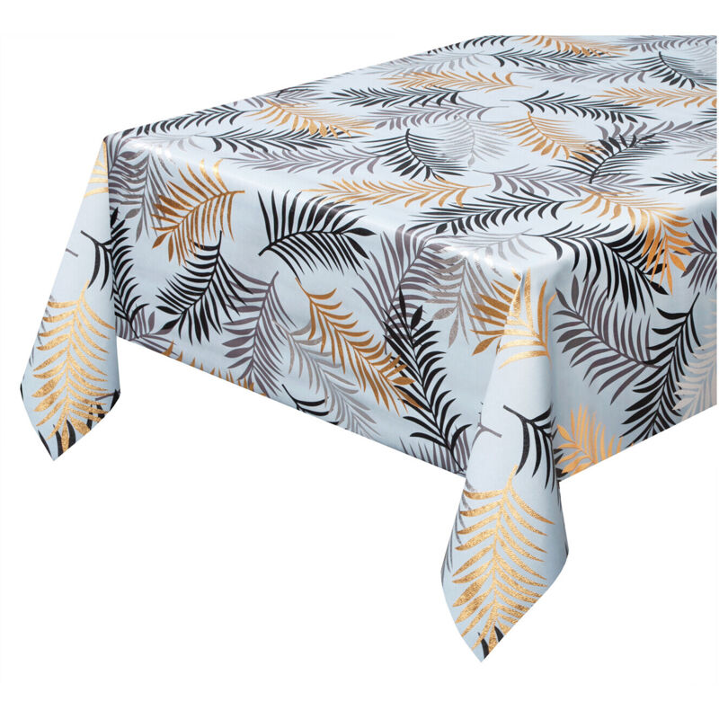 foto del prodotto emmevi mv s.p.a. tovaglia cucina antimacchia plastificata palme metallizzate copritavolo tropicale dis b 140x220 cm
