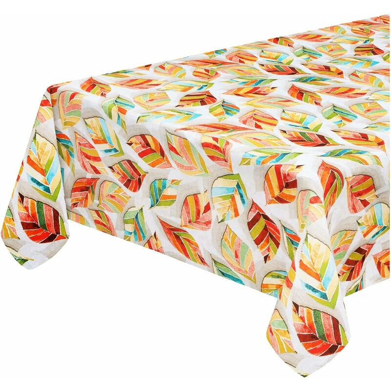 foto del prodotto emmevi mv s.p.a. tovaglia cucina cotone bordata copritavolo foglie colorate 100 made in italy 135x230 cm