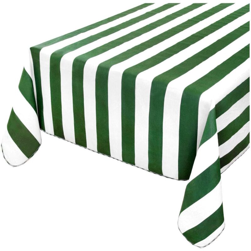 foto del prodotto emmevi mv s.p.a. tovaglia giardino cotone bordata a righe varie misure copri tavolo piscina cucina verde 135x180 cm