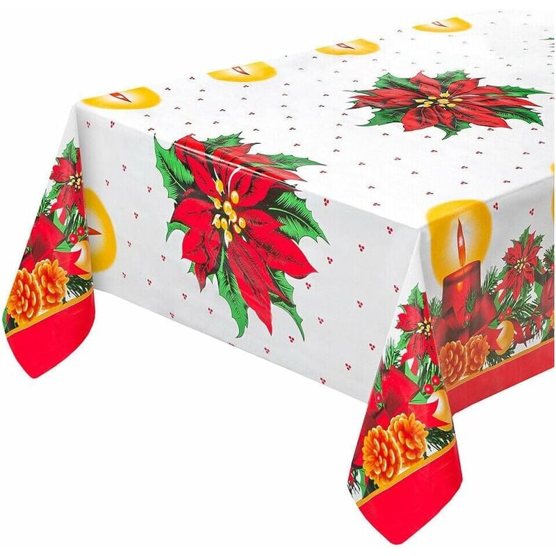 foto del prodotto emmevi mv s.p.a. tovaglia natalizia copritavolo antimacchia plastificata retro felpato candele natale 140x50 cm