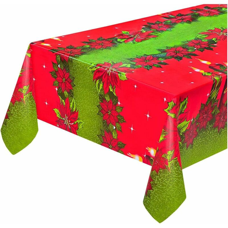 foto del prodotto emmevi mv s.p.a. tovaglia natalizia copritavolo antimacchia plastificata retro felpato stella di natale 140x50 cm