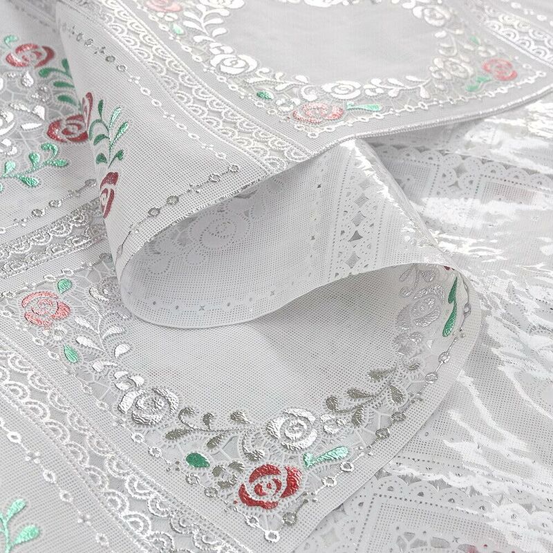 foto del prodotto emmevi mv s.p.a. tovaglia plastificata ricamata effetto pizzo ricamo 3d copritavolo cucina antimacchia dis d 137x220 cm