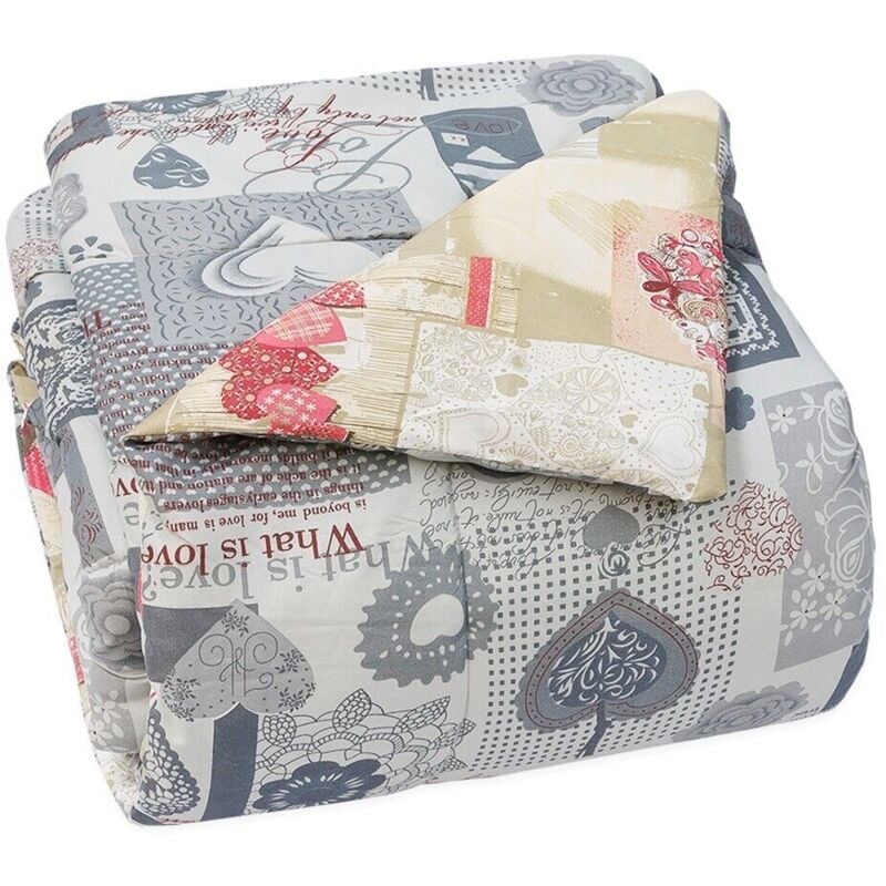 foto del prodotto emmevi mv s.p.a. trapunta matrimoniale stagione primaverile invernale 200gr morbida shabby chic cuori tortora