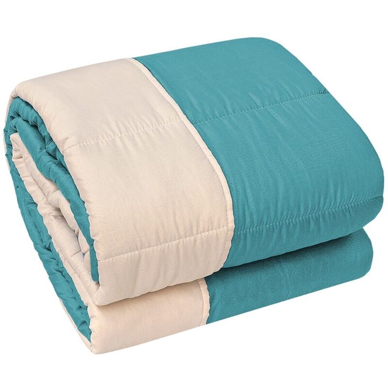 foto del prodotto emmevi mv s.p.a. trapunta piumone invernale double face 250 gr coperta calda letto matrimoniale made in italy verde 1 piazza