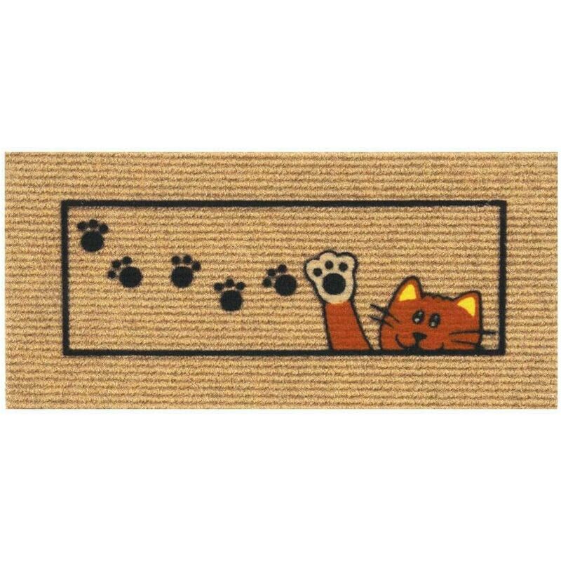 foto del prodotto emmevi mv s.p.a. zerbino antiscivolo salva gradino 25x50 assorbente tappeto ingresso morbido 100 made in italy gatto beige