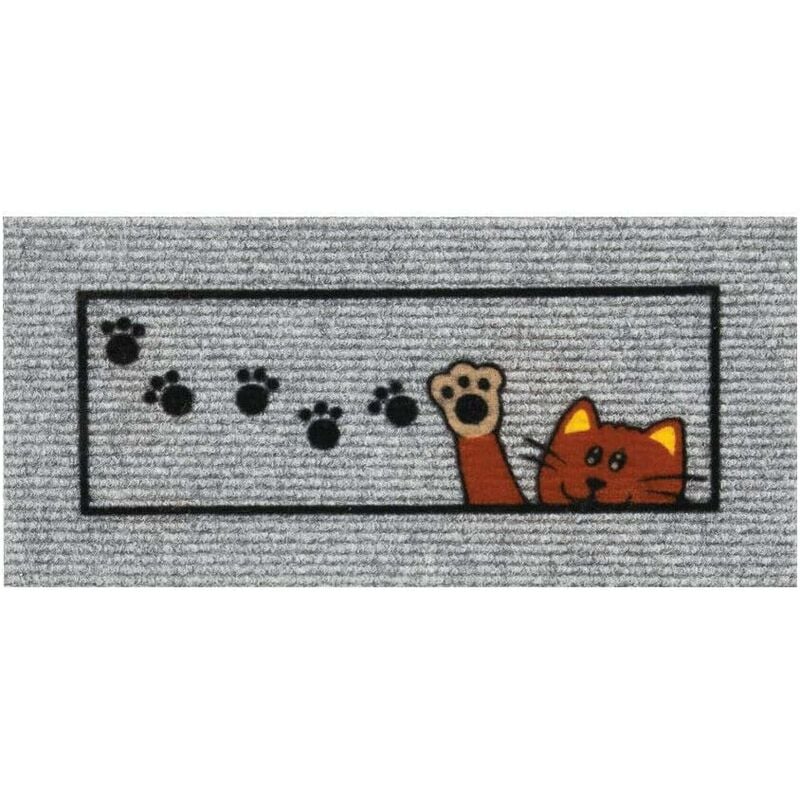 foto del prodotto emmevi mv s.p.a. zerbino antiscivolo salva gradino 25x50 assorbente tappeto ingresso morbido 100 made in italy gatto grigio