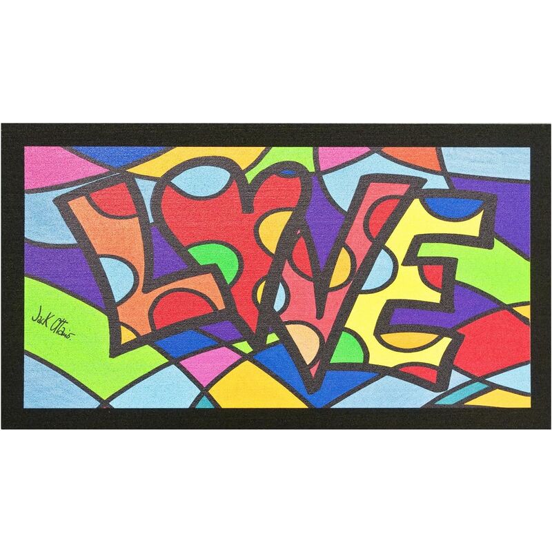 foto del prodotto emmevi mv s.p.a. zerbino gomma dipinto artistico jack ottanio pop art 40x70 interno esterno antiscivolo i love the love f 