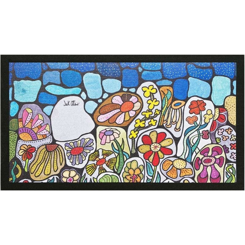 foto del prodotto emmevi mv s.p.a. zerbino gomma dipinto artistico jack ottanio pop art 40x70 interno esterno antiscivolo stone garden g 