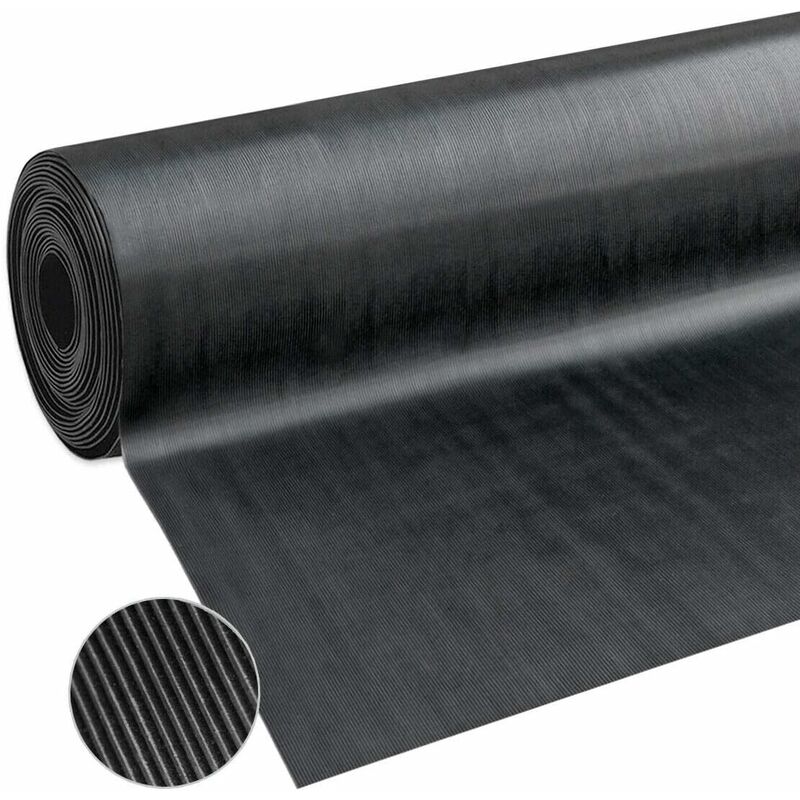 foto del prodotto emmevi mv s.p.a. zerbino gomma tappeto isolante antiurto antiscivolo copri pavimento varie misure nero rigato gomma 120x20 cm