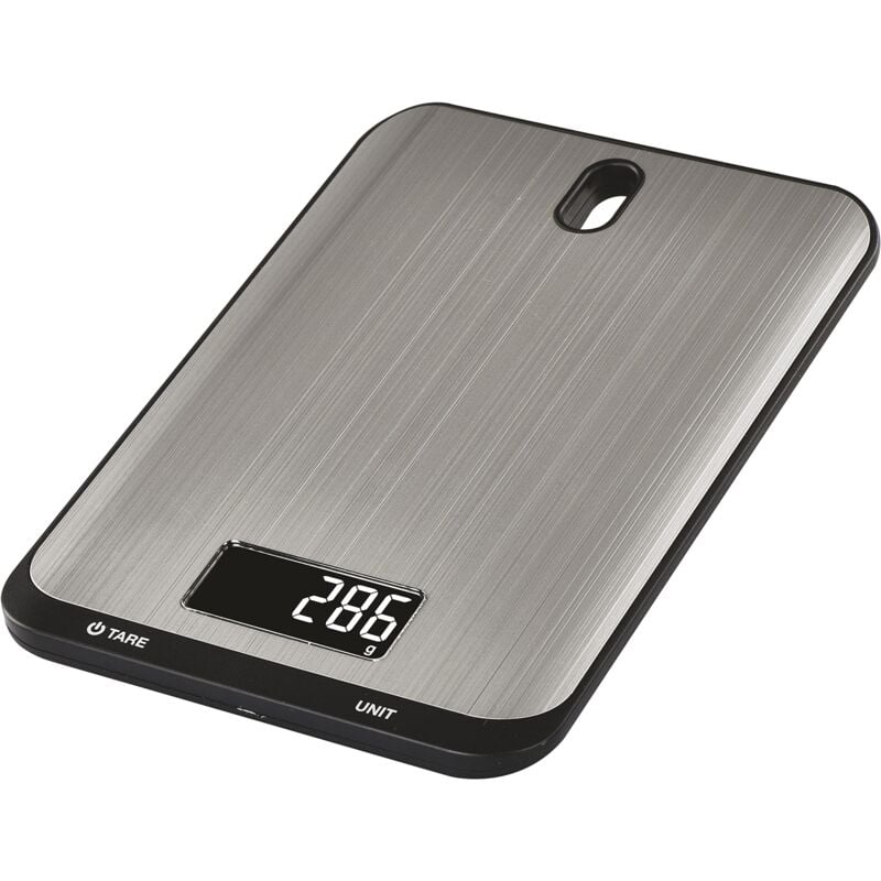 foto del prodotto emos bilancia da cucina digitale con supporto a parete in acciaio inox peso massimo 10 kg, precisione fino a 1 g funzione tara, display lcd,