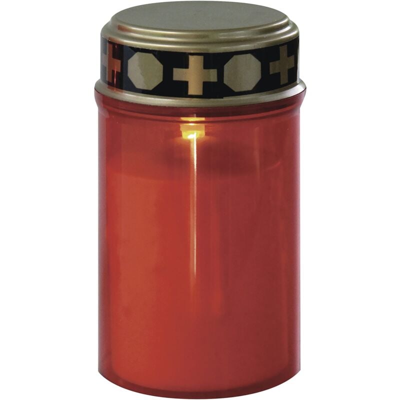 foto del prodotto emos dccv19, lumino per cimitero a led, con timer, ip44, impermeabile, per esterni, luce cimiteri, a batteria rossa, 1.500 ore di durata