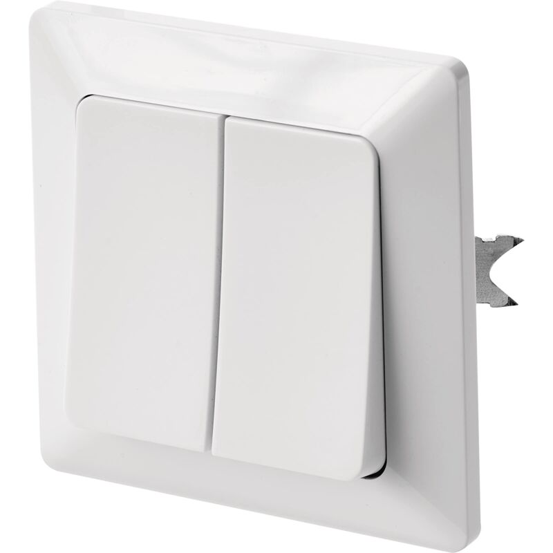 foto del prodotto emos interruttore seriale bianco lucido , doppio interruttore per scala, 250 v 10 ax, interruttore a bilanciere in plastica, senza presa a