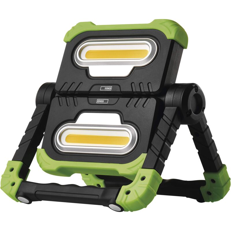 foto del prodotto emos led pieghevole, luce da lavoro girevole a 360 con supporto, super luminoso 2000 lm faro portatile a batteria per l edilizia, ricaricabile usb