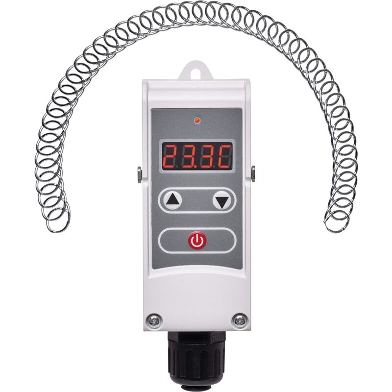 foto del prodotto emos p5683 termostato regolabile con sensibilit all interruttore, molla a vite e display digitale termostato a tubo, gamma di regolazione da 5