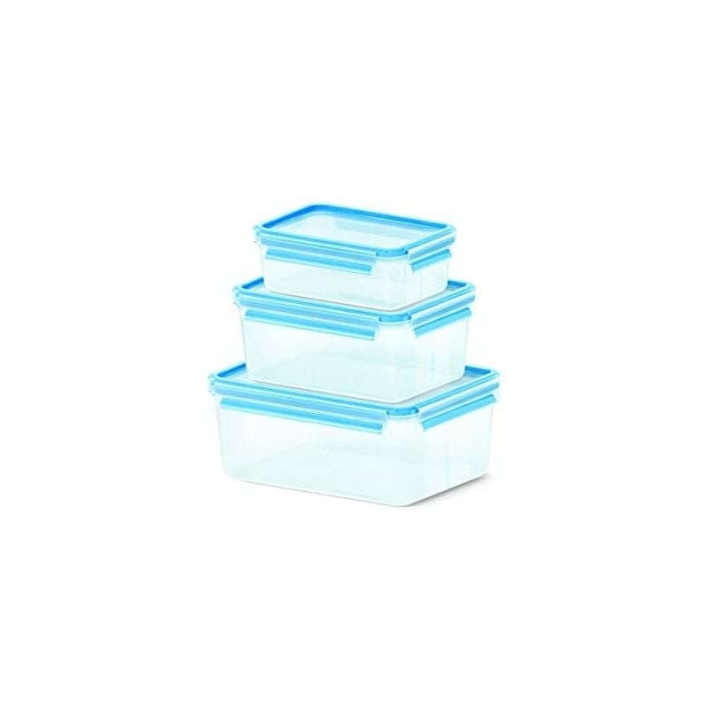 foto del prodotto emsa clip close set di 3 conservatori ermetici rettangolari in plastica, igienici, non trattengono odori o sapori 100 senza bpa, trasparenti e
