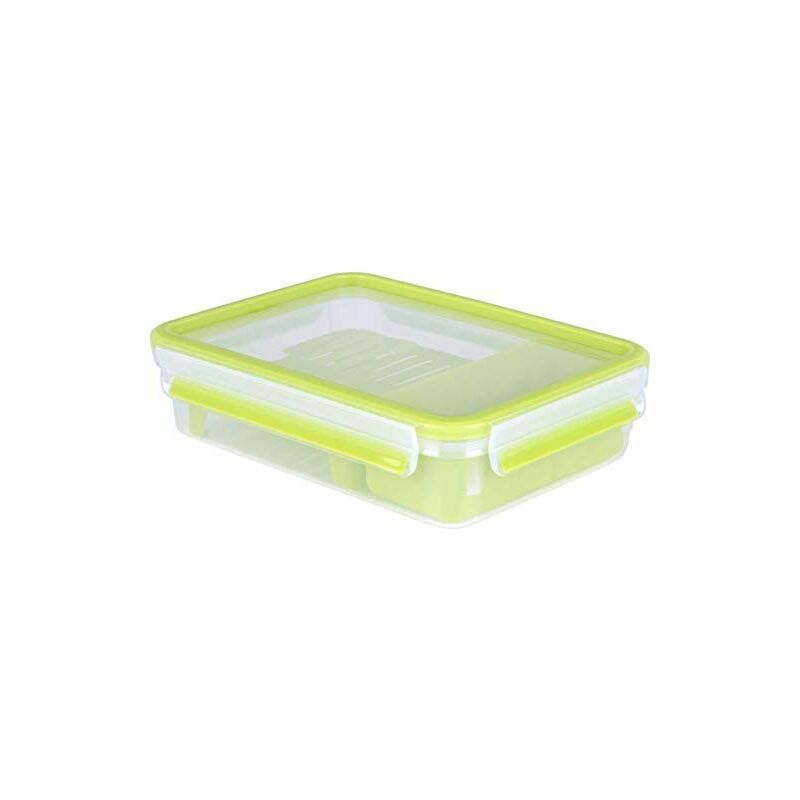 foto del prodotto emsa clip go brunchbox contenitore ermetico in plastica con supporto a griglia per creare 2 altezze una per gli snack e una con griglia ideale per