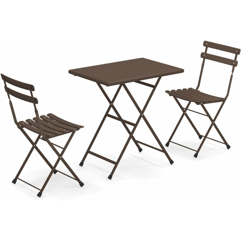 foto del prodotto emu arc en ciel set 1 tavolo 70 x 50 cm 2 sedie pieghevoli colore marrone d india cod. 41