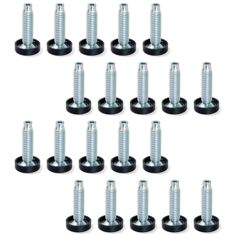 foto del prodotto emuca 2020805 piedino a vite regolabili per mobili, zincato, m10 x 30mm, set di 20 pezzi