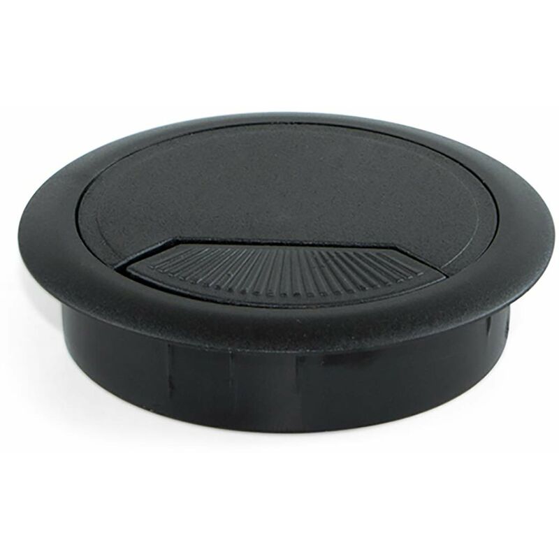 foto del prodotto emuca 3196317 confezione da 20 passacavi rotondi diametro 60 mm per incastrare in scrivania tavolo in plastica nera
