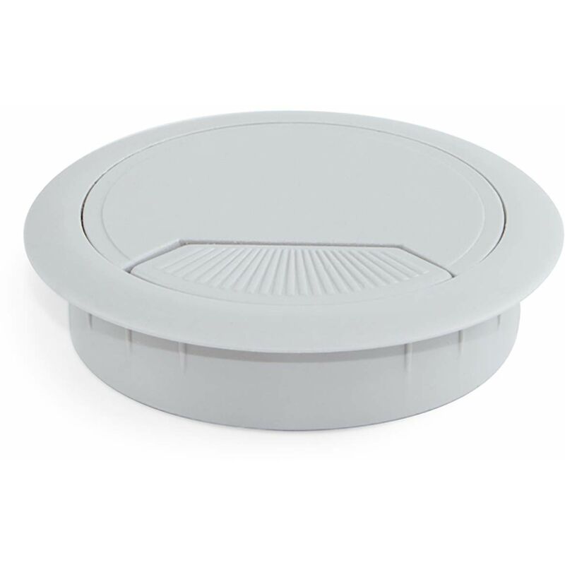 foto del prodotto emuca 3196421 confezione da 4 passacavi rotondi diametro 80 mm per incastrare in scrivania tavolo in plastica grigia