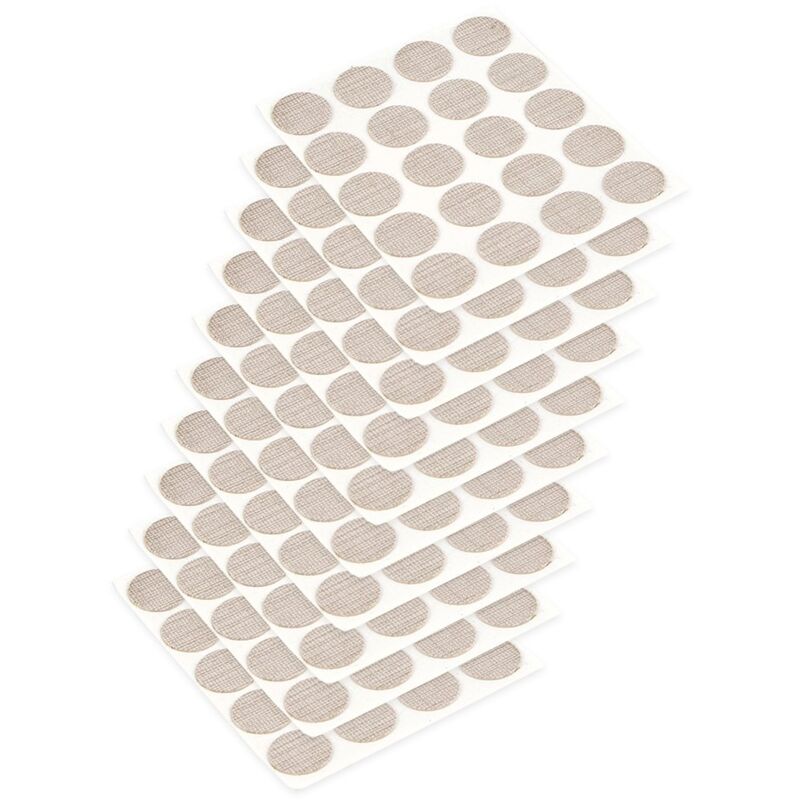 foto del prodotto emuca 4026428 tappo coprivite adesivo, 13mm, effeto tessutto beige, confezione di 200 pezzi