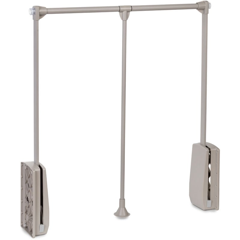 foto del prodotto emuca appendiabiti per armadio hang, larghezza regolabile 600 830 mm, acciaio e tecnoplastica, verniciato grigio pietra