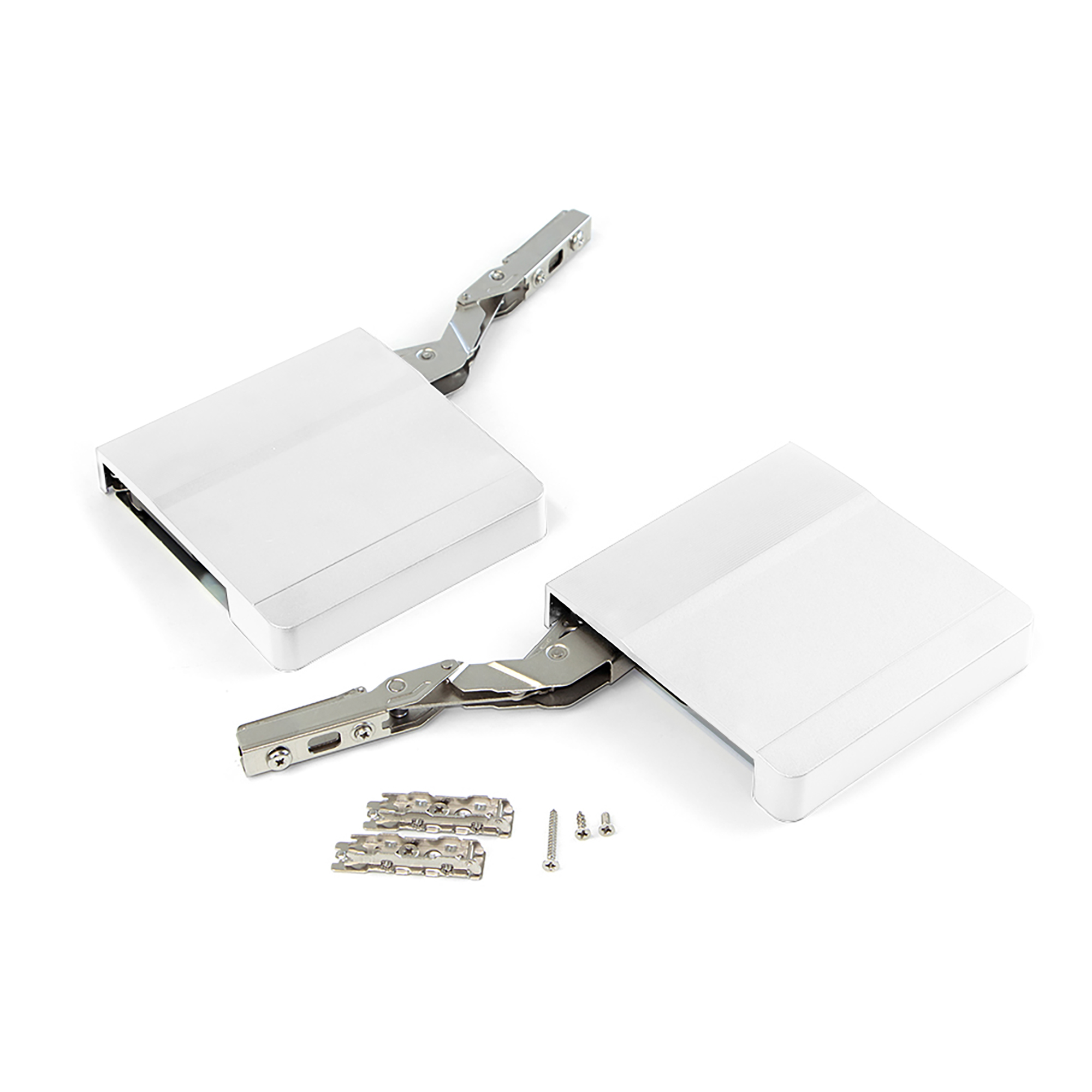 foto del prodotto emuca braccetto per ante a ribalta verso l'alto agile, 580 - 1250, plastica bianca, acciaio e tecnoplastica, 1 u.