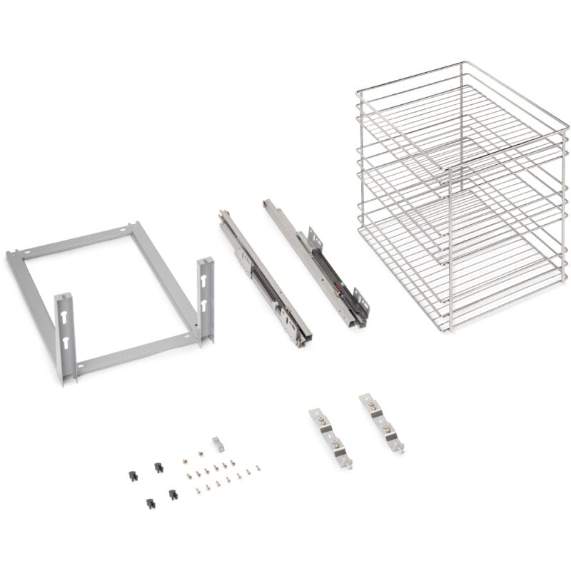 foto del prodotto emuca carrello estraibile supra con fissaggio inferiore con chiusura softt, modulo 400mm, acciaio, cromato