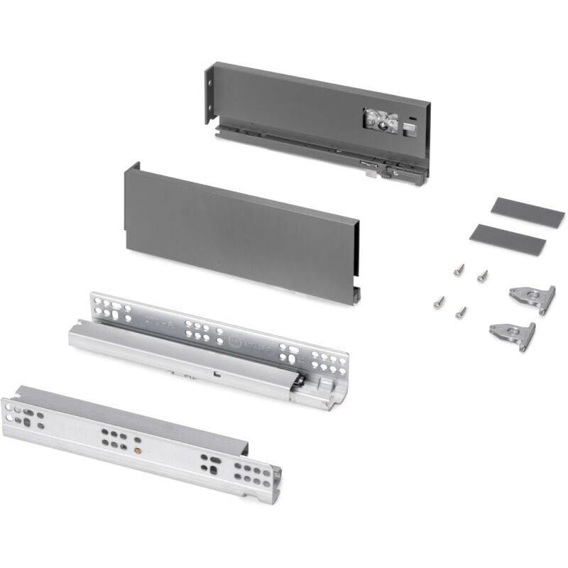 foto del prodotto emuca cassetto esterno protone 30kg, guide di estrazione totale con una chiusura soft, altezza 93mm, profondit 270mm, acciaio, grigio antracite
