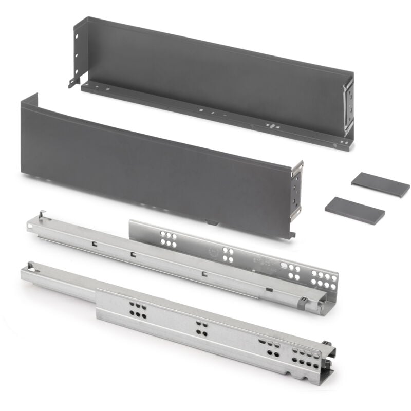 foto del prodotto emuca cassetto esterno simplex 25 kg, altezza 122 mm, profondit 440 mm, acciaio, grigio antracite