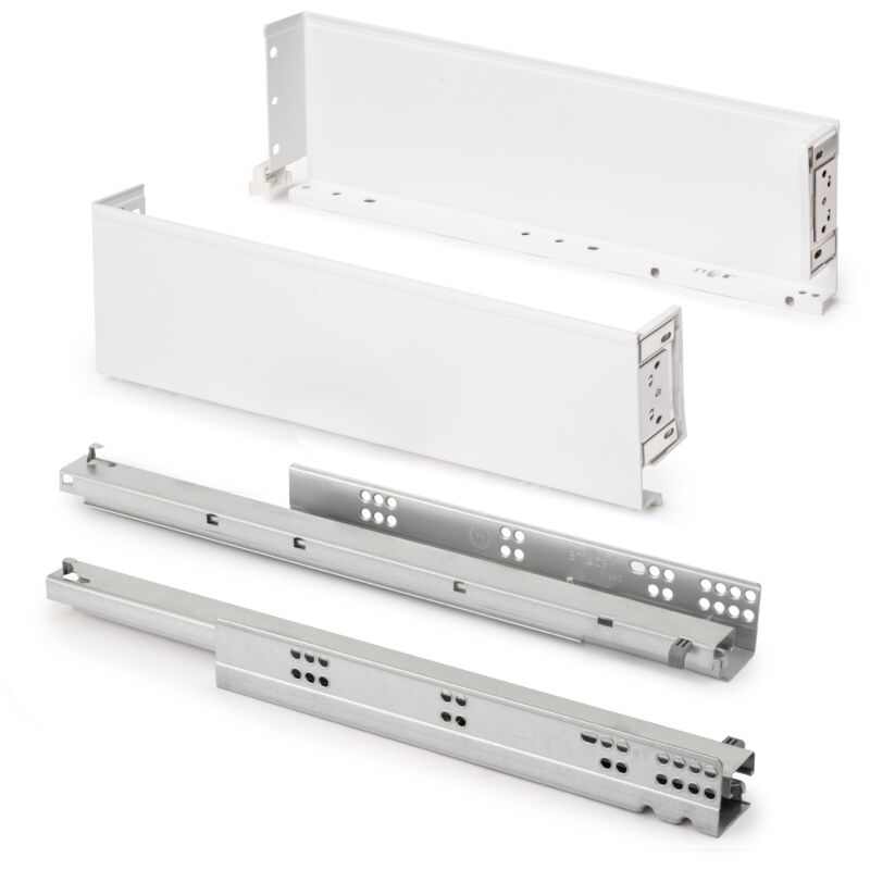 foto del prodotto emuca cassetto esterno simplex 25 kg, altezza 122 mm, profondit 440 mm, acciaio, verniciato bianco