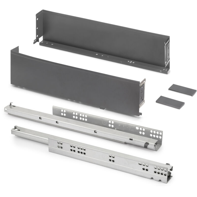 foto del prodotto emuca cassetto esterno simplex 25 kg, altezza 122 mm, profondit 490 mm, acciaio, grigio antracite