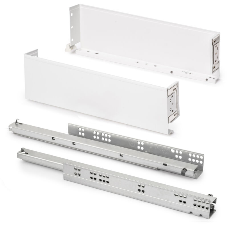 foto del prodotto emuca cassetto esterno simplex 25 kg, altezza 122 mm, profondit 490 mm, acciaio, verniciato bianco
