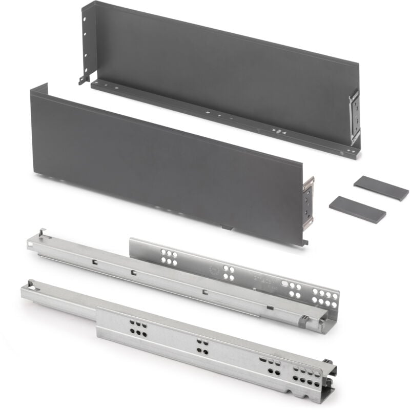 foto del prodotto emuca cassetto esterno simplex 25 kg, altezza 159 mm, profondit 440 mm, acciaio, grigio antracite