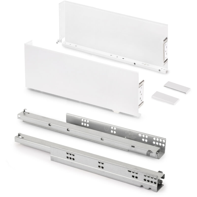 foto del prodotto emuca cassetto esterno simplex 25 kg, altezza 159 mm, profondit 440 mm, acciaio, verniciato bianco