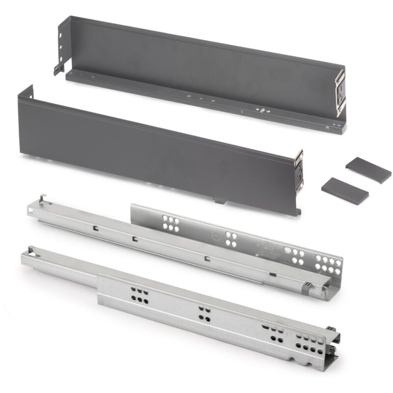 foto del prodotto emuca cassetto esterno simplex 25 kg, altezza 88 mm, profondit 440 mm, acciaio, grigio antracite