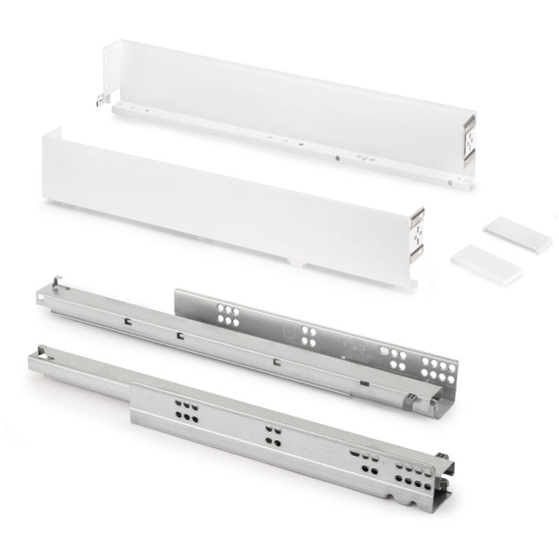 foto del prodotto emuca cassetto esterno simplex 25 kg, altezza 88 mm, profondit 440 mm, acciaio, verniciato bianco