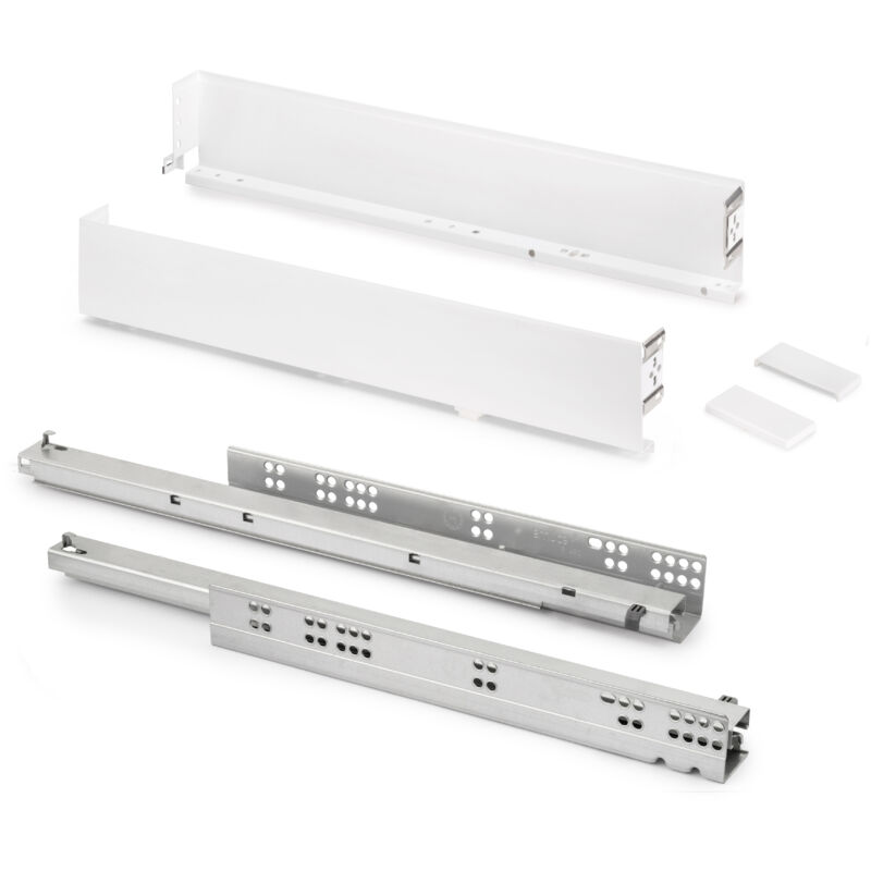 foto del prodotto emuca cassetto esterno simplex 25 kg, altezza 88 mm, profondit 490 mm, acciaio, verniciato bianco