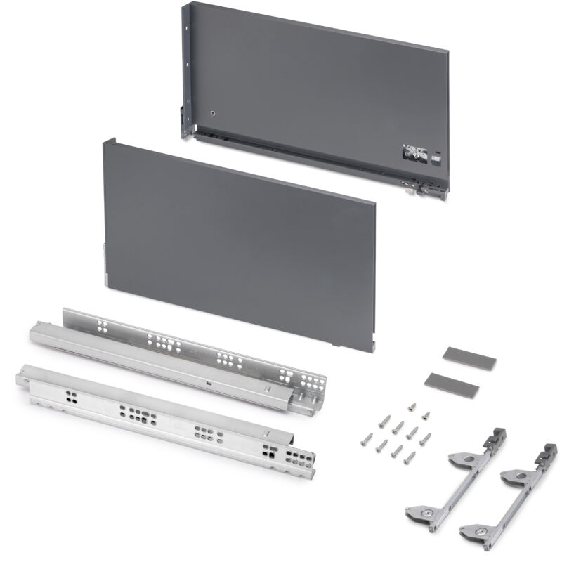 foto del prodotto emuca cassetto esterno vertex 60kg, altezza 242mm, profondit 450mm, acciaio, grigio antracite