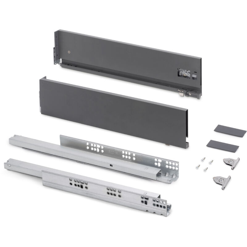 foto del prodotto emuca cassetto esterno vertex con regolazione 3d altezza 131mm, 40kg, spessore del pannello di 18mm, profondit 350mm, acciaio, grigio antracite