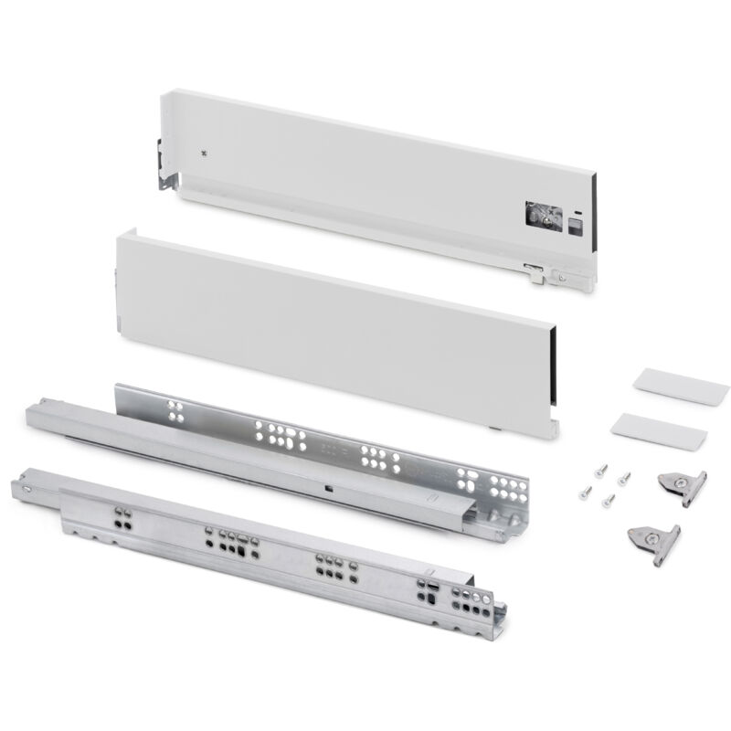 foto del prodotto emuca cassetto esterno vertex con regolazione 3d altezza 131mm, 60kg, profondit 500mm, acciaio, verniciato bianco