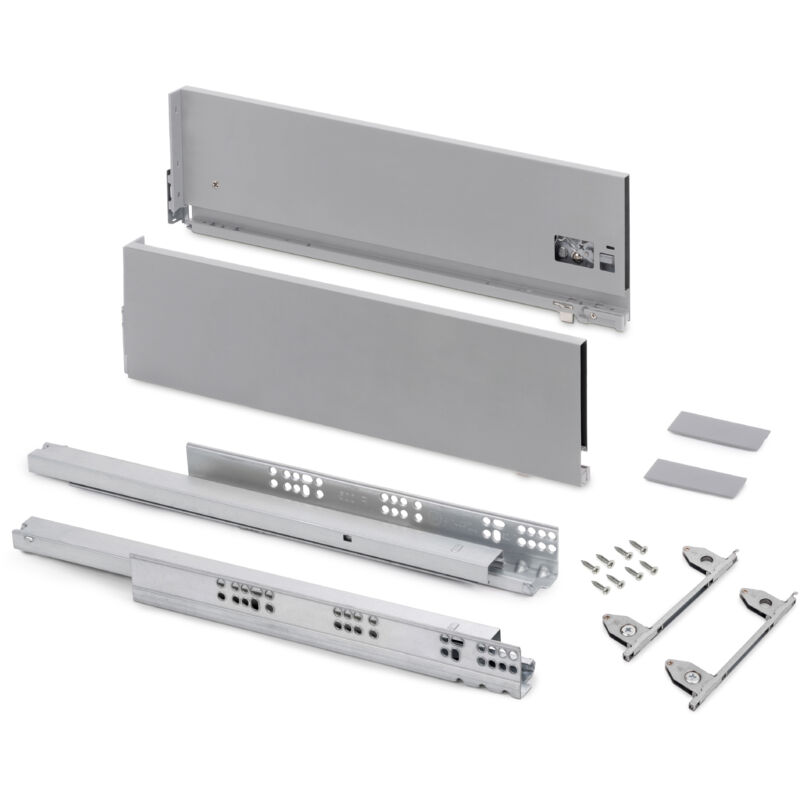 foto del prodotto emuca cassetto esterno vertex con regolazione 3d altezza 178mm, 40kg, profondit 350mm, acciaio, verniciato alluminio