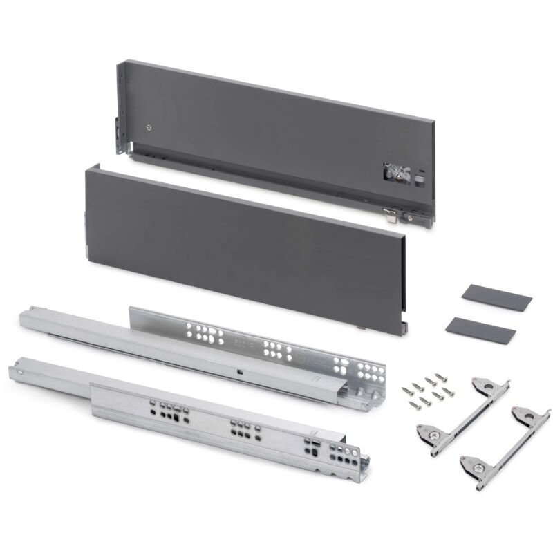 foto del prodotto emuca cassetto esterno vertex con regolazione 3d altezza 178mm, 40kg, profondit 400mm, acciaio, grigio antracite