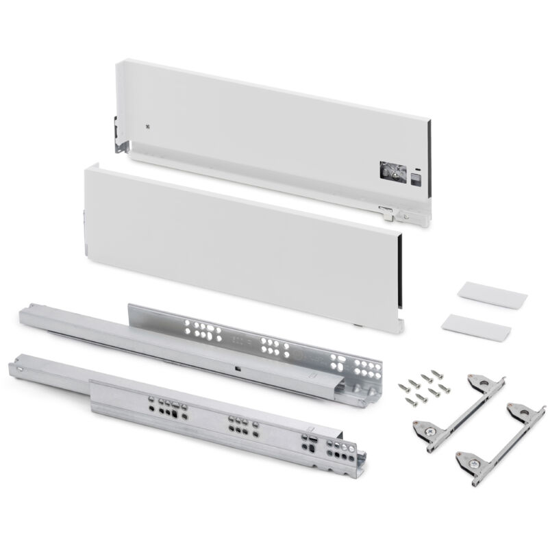 foto del prodotto emuca cassetto esterno vertex con regolazione 3d altezza 178mm, 40kg, profondit 450mm, acciaio, verniciato bianco
